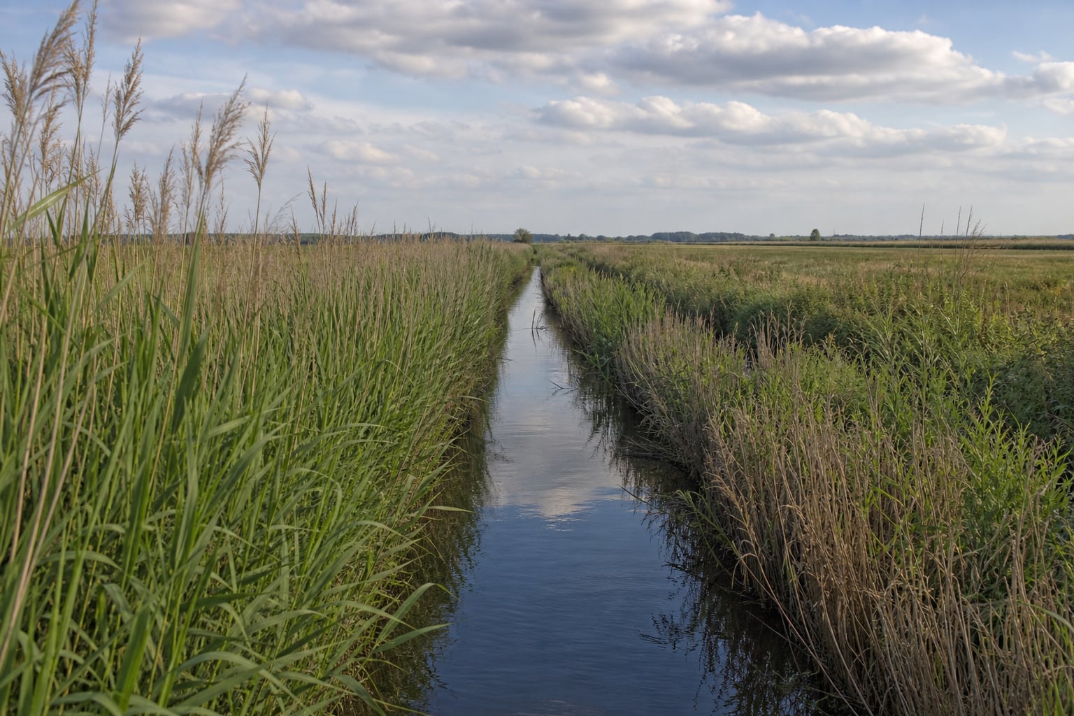 Reed-lined water channel on the West Norfolk fen edge