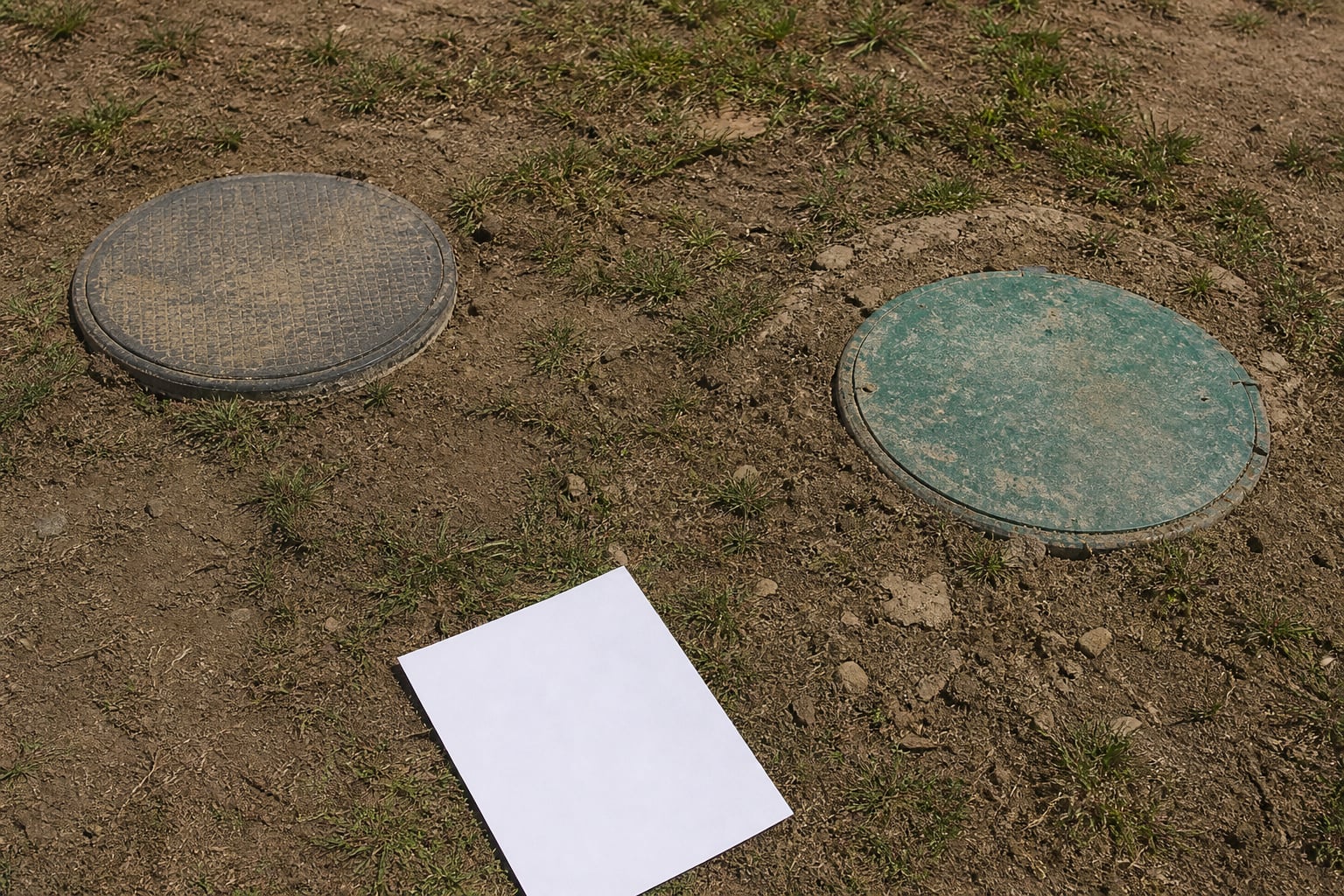 Photo documentation of septic lids during a property survey