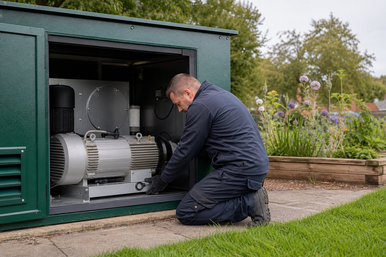 Emergency Blower Repair — Plant lids and garden setting after the visit
