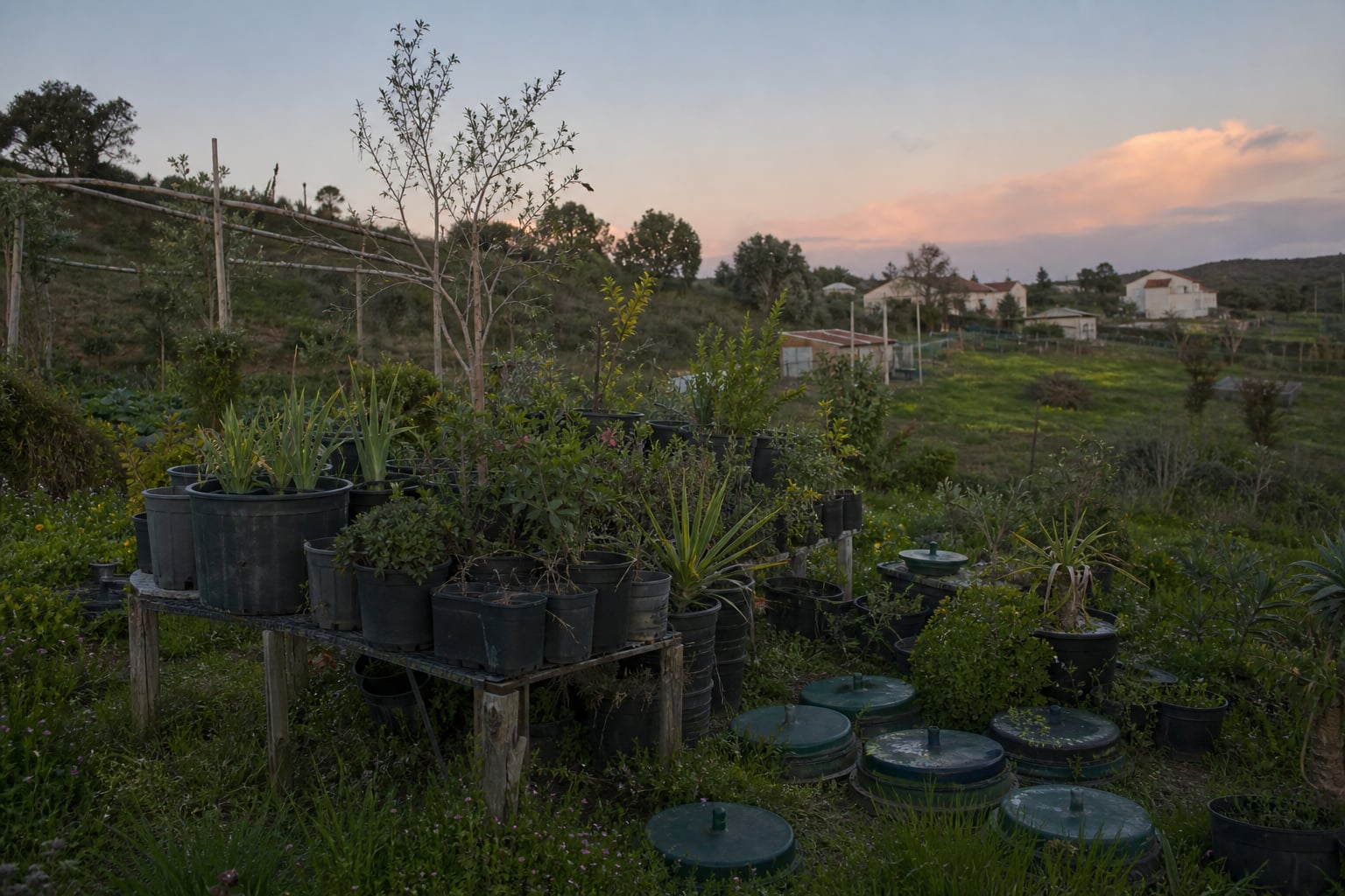 Discreet Plant Service — Plant covers beside hedgerow